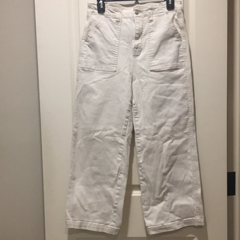 Vigoss women Dylan High Rise Wide Leg Crop jean pants stretch size 28
